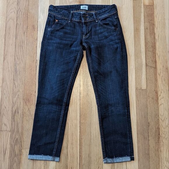 Hudson Collin Skinny Crop Button Pocket flap  dark wash jeans - Picture 2 of 6